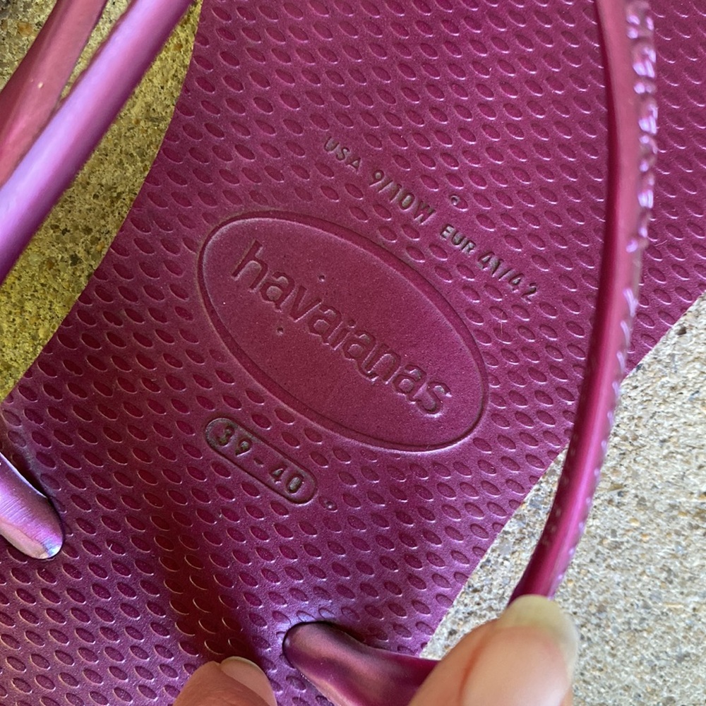 Havaianas purple glitter flips 39/40 merlot worn 3x! 9 sandals flip flop thong - Picture 5 of 10